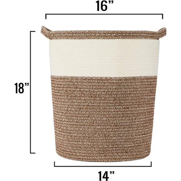 16”x18”x14” – Large Woven Basket – Multipurpose Blanket Storage Basket Organizer Storage & Organization